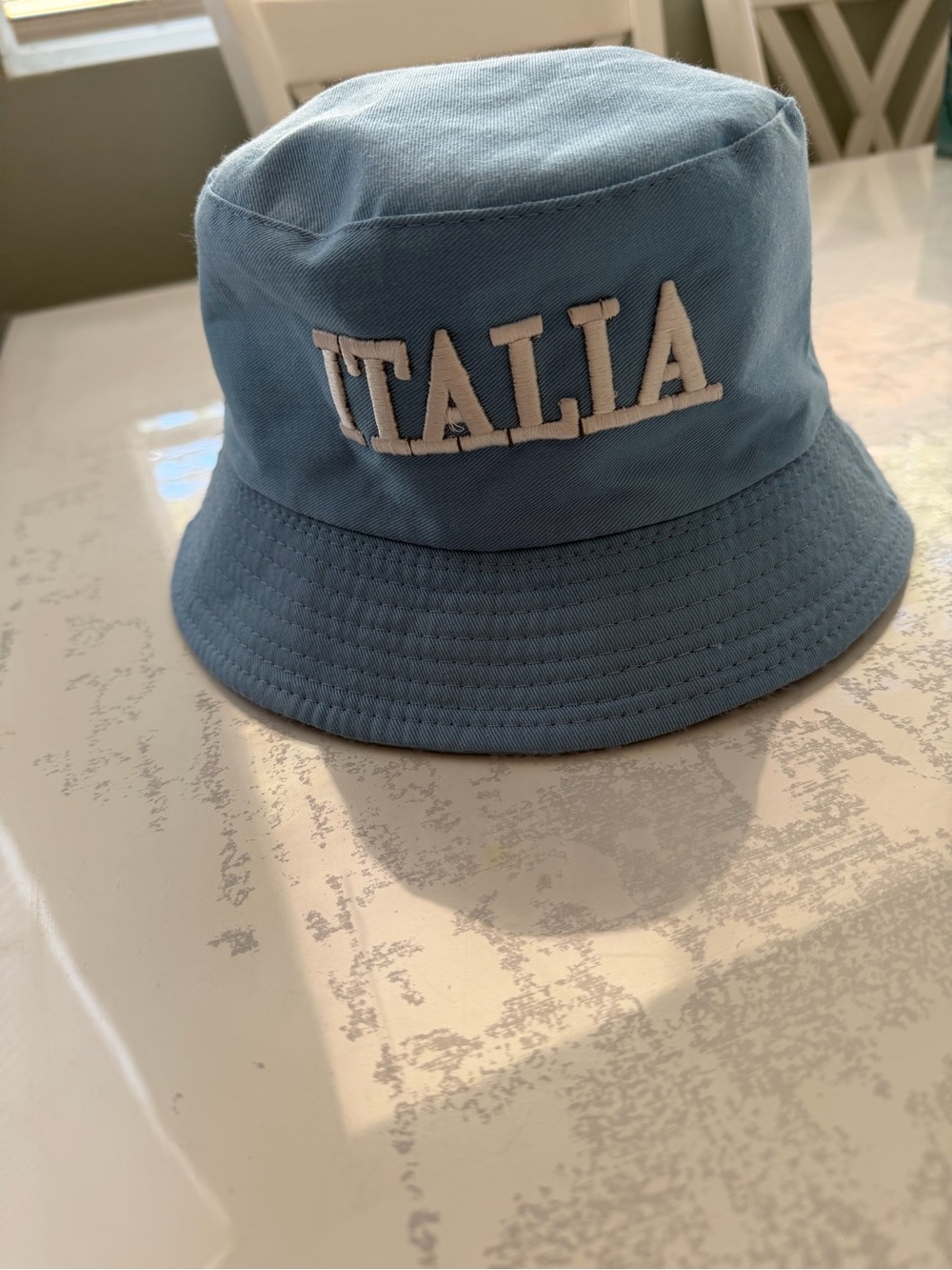 Light Blue 'ITALIA' Embroidered Bucket Hat